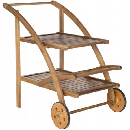 Safavieh Lodi Tea Cart- Teak Look - 34.3 x 34.3 x 25.2 in. PAT7009A